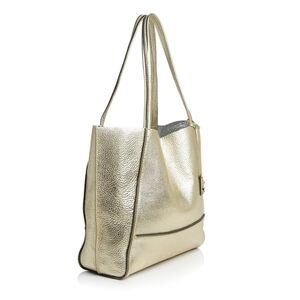 Botkier Soho Grain Pebbled Gold Platinum Leather Tote